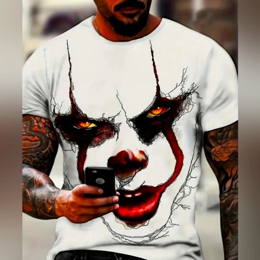 Men's T-Shirt with Clown Graphic